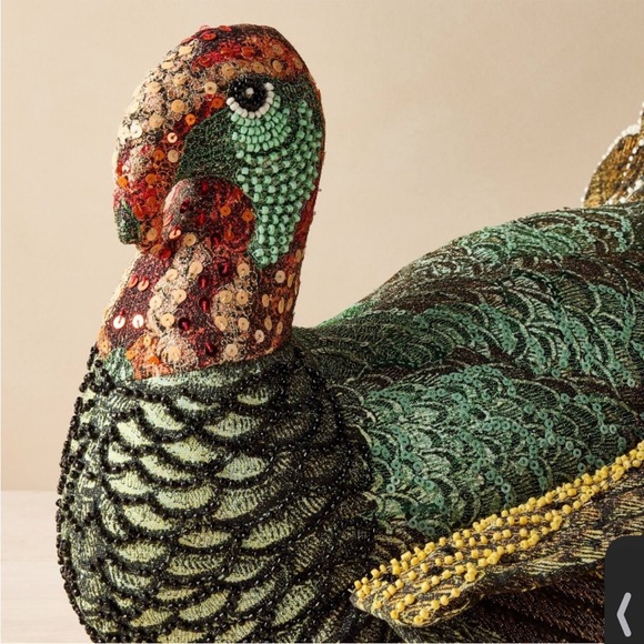 NWT Beaded Turkey Novelty Plush Pillow - John Derian for Target - Picture 3 of 6